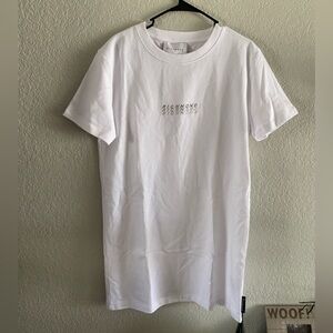 John Richmond White Tshirt Fleece Dress with Rhinestone Logo - Sz M - New w Tags